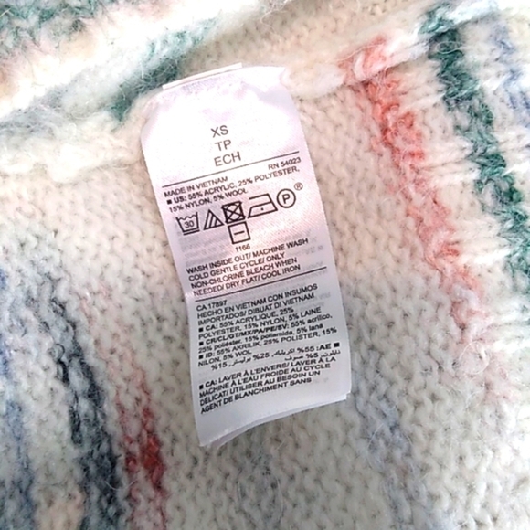 Old Navy - Ivory / pastel high neck Wool Blend  long Sleeve Sweater - size XS - Picture 6 of 6